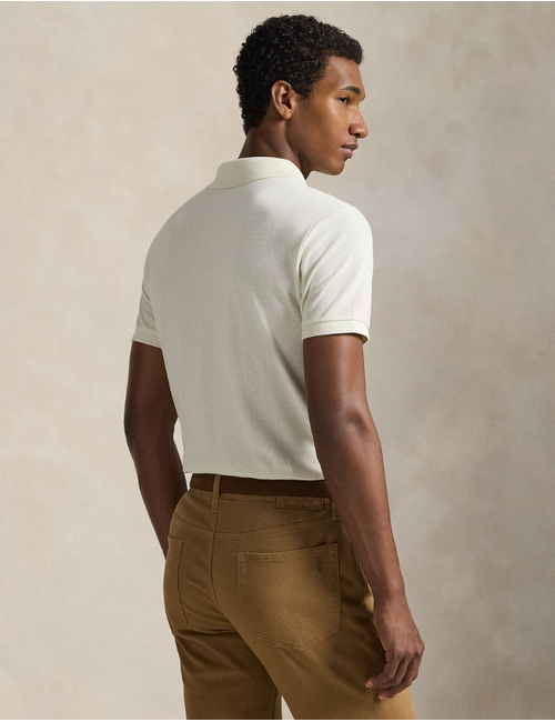 The Iconic Mesh Polo Shirt in Parchment Cream