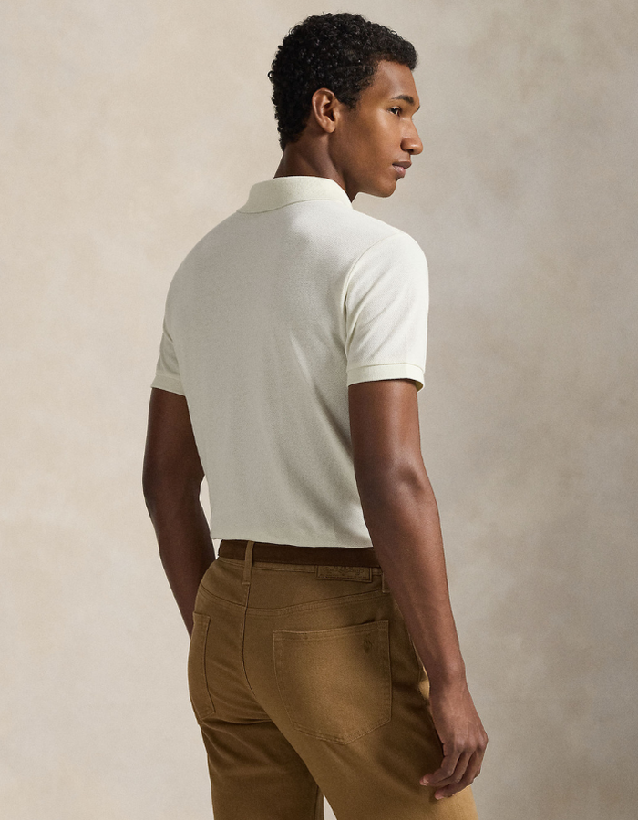 The Iconic Mesh Polo Shirt in Parchment Cream