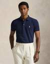Custom Slim Fit Stretch Mesh Polo Shirt in Refined Navy Smoke