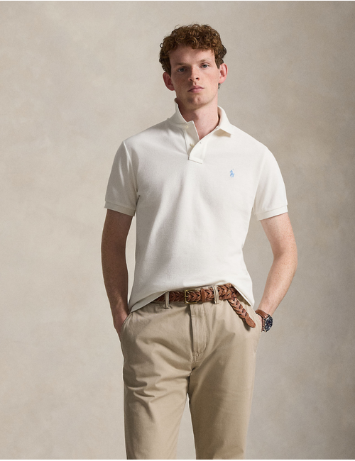 The Iconic Mesh Polo Shirt in Antique Cream
