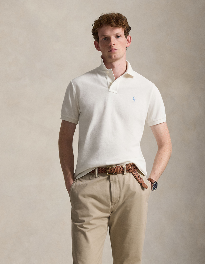 The Iconic Mesh Polo Shirt in Antique Cream