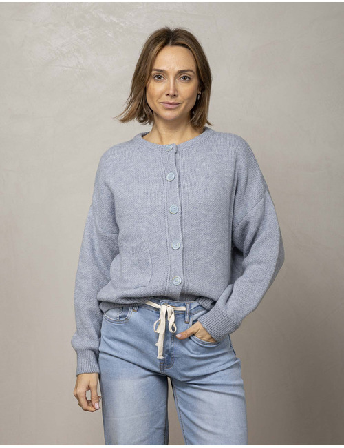 Amelie Amelie lange mouw gilet blauw