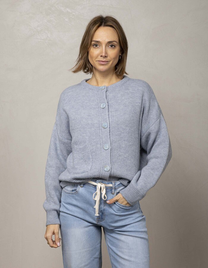 Amelie Amelie lange mouw gilet blauw