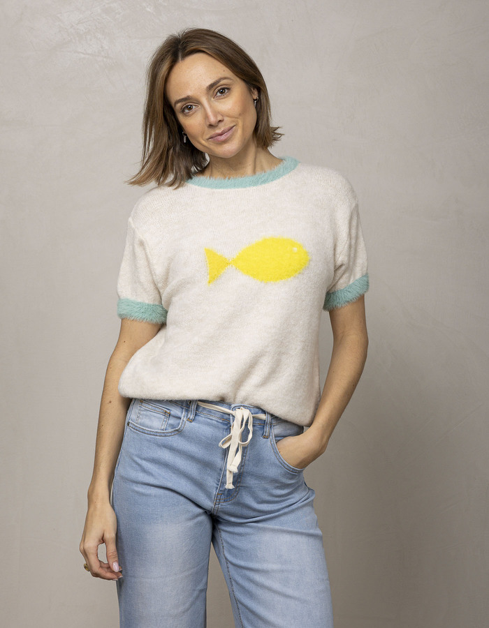 Amelie Amelie korte mouw pull beige