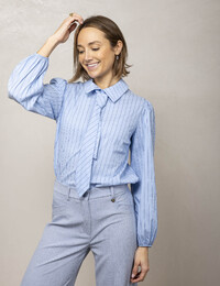 Amelie Amelie lange mouw bloes blauw