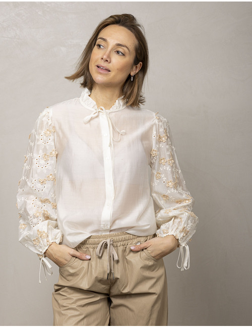 Amelie Amelie lange mouw bloes ecru