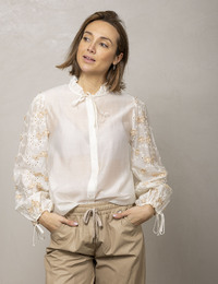 Amelie Amelie lange mouw bloes ecru