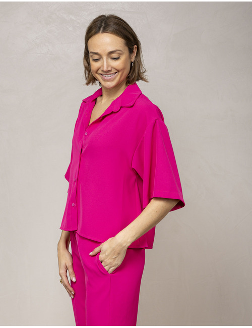 Amelie Amelie korte mouw bloes fuchsia