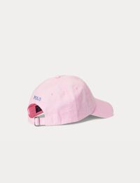cotton chino ball cap in carmel pink / jewel blue