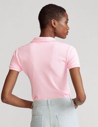 slim fit stretch polo shirt in carmel pink