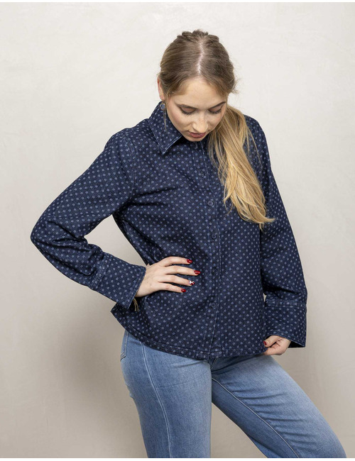 Freequent t-shirt lange mouw blauw