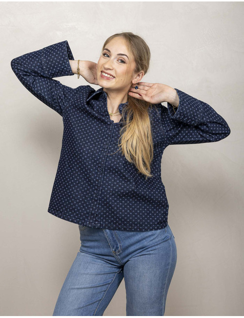 Freequent t-shirt lange mouw blauw