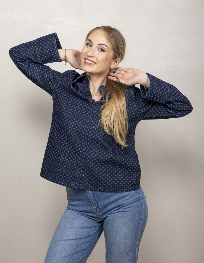 Freequent t-shirt lange mouw blauw