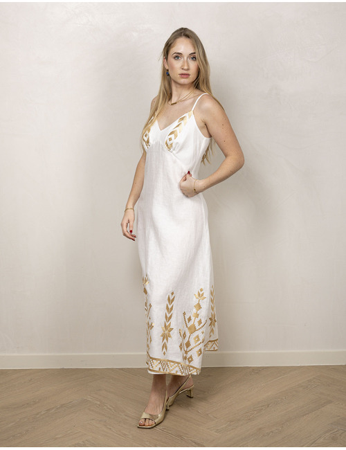 Greek Archaic Kori lang kleed wit