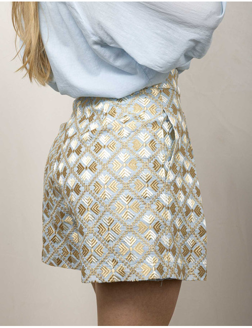 Greek Archaic Kori bermuda blauw