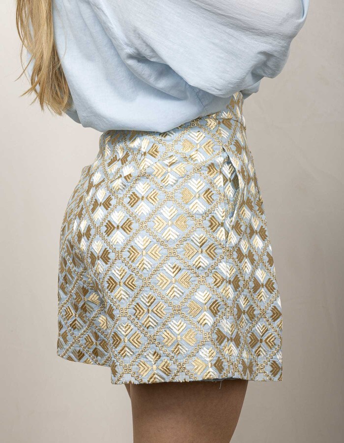 Greek Archaic Kori bermuda blauw