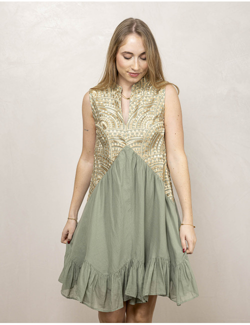 Greek Archaic Kori kort kleed goud