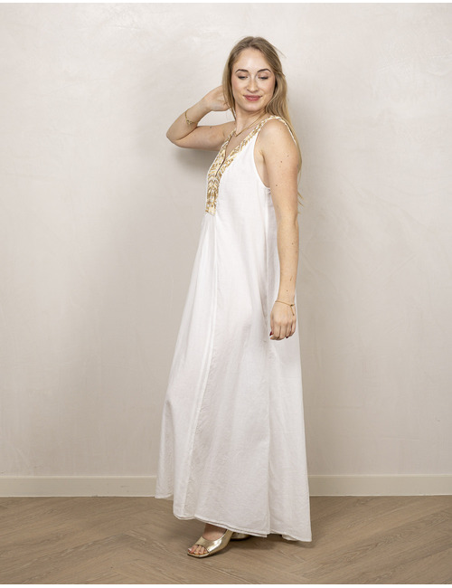 Greek Archaic Kori lang kleed wit