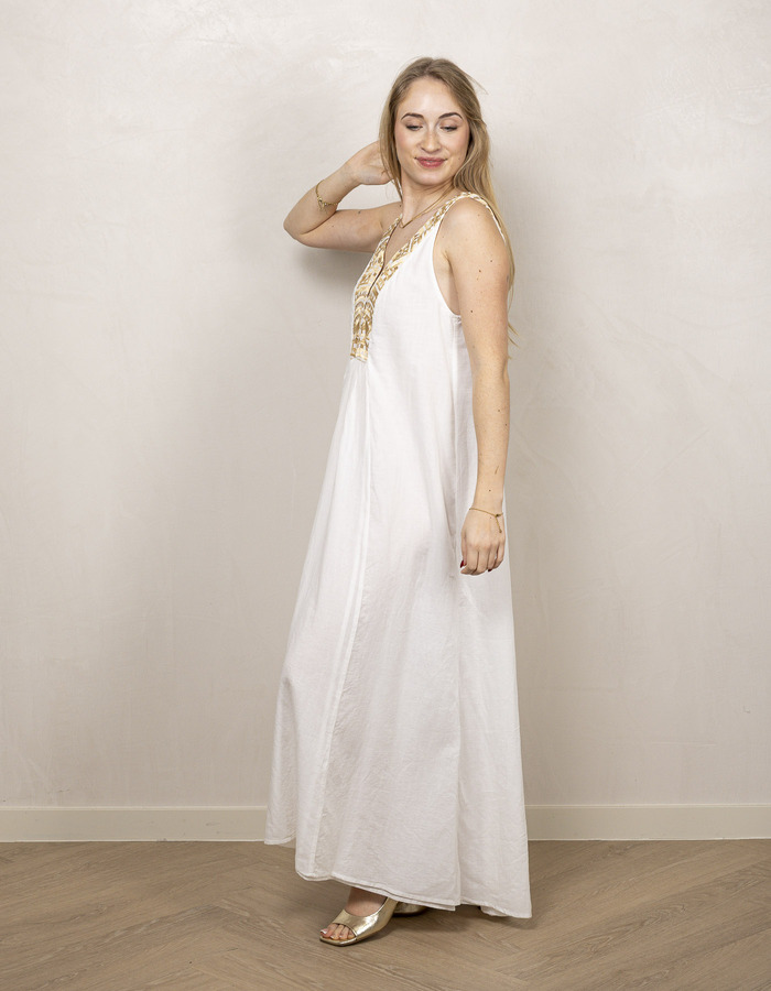 Greek Archaic Kori lang kleed wit