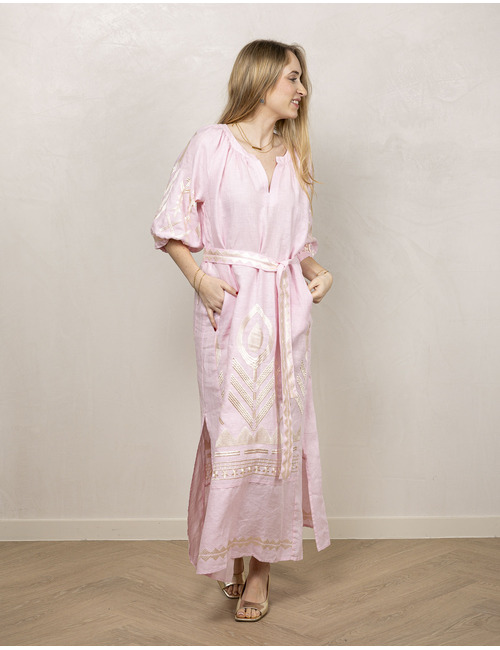 Greek Archaic Kori lang kleed roze