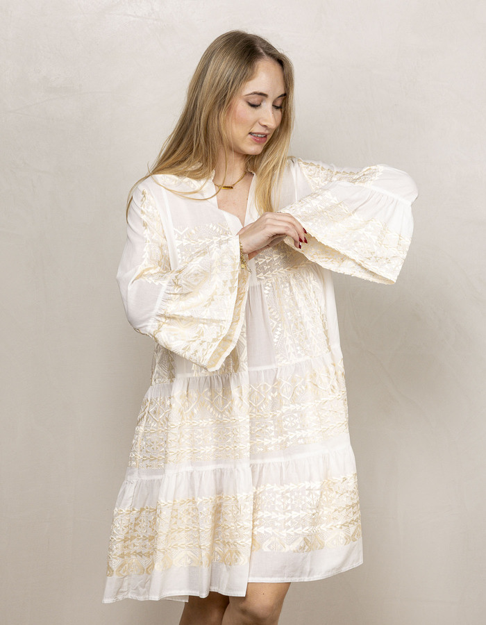 Greek Archaic Kori kort kleed wit