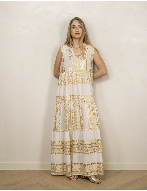 Greek Archaic Kori lang kleed goud