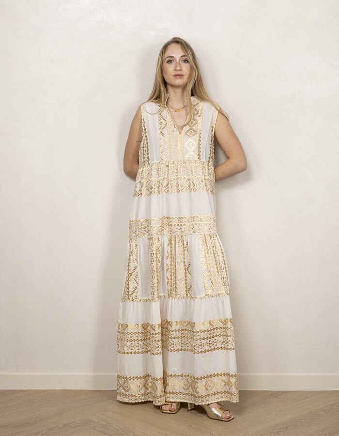 Greek Archaic Kori lang kleed goud