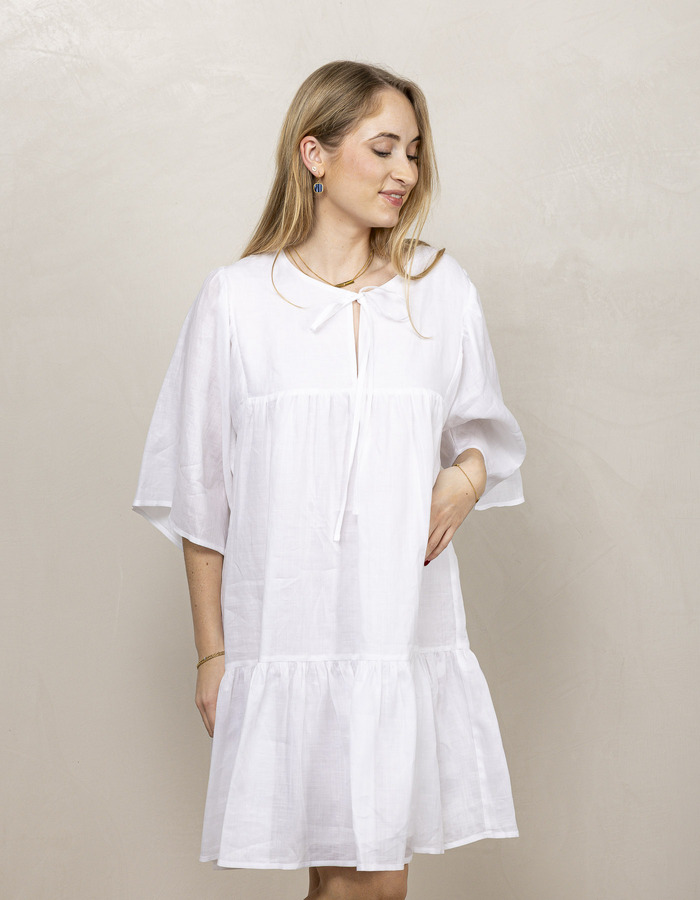 Greek Archaic Kori kort kleed wit