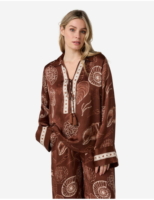 Ibana lange mouw bloes bruin