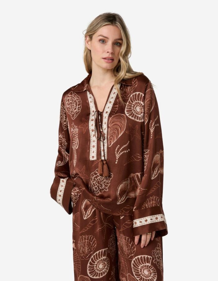 Ibana lange mouw bloes bruin