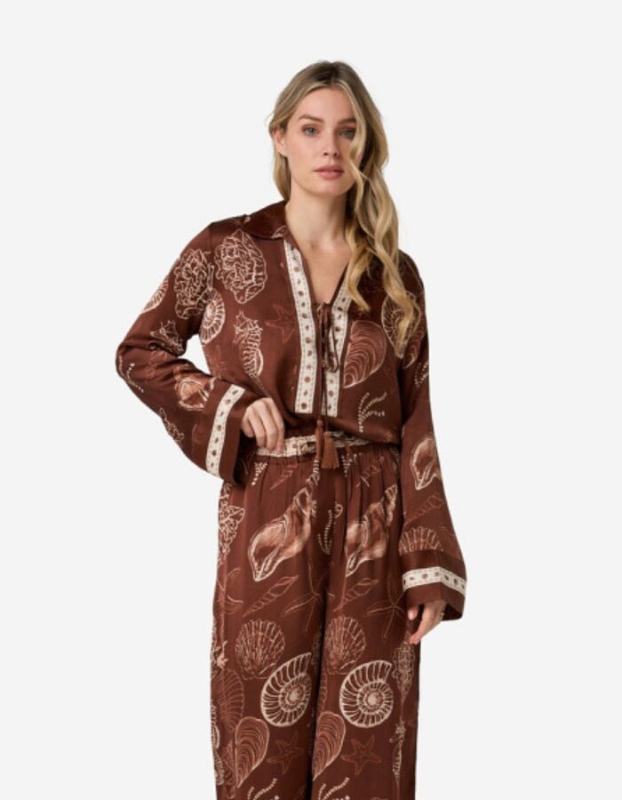 Ibana lange mouw bloes bruin