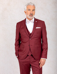 Modern fit kostuum in Super 130 wol bordeaux