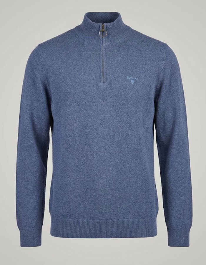 Barbour pull met korte rits blauw