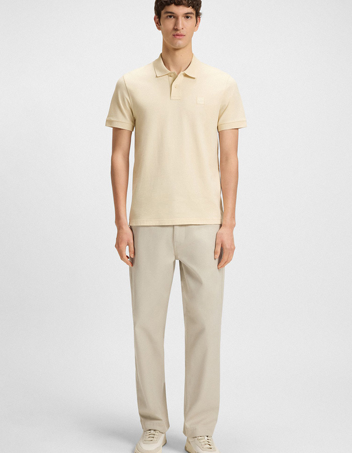 Slim fit polo in stretchkatoen met logopatch