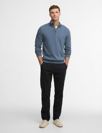 Cotton half zip knitted jumper in dusk blue