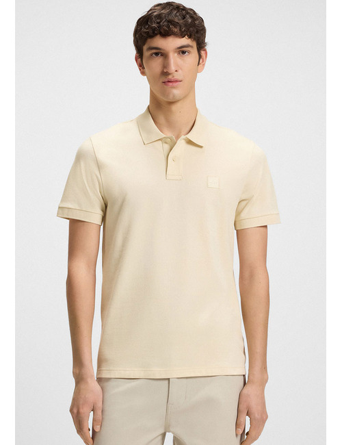 Slim fit polo in stretchkatoen met logopatch