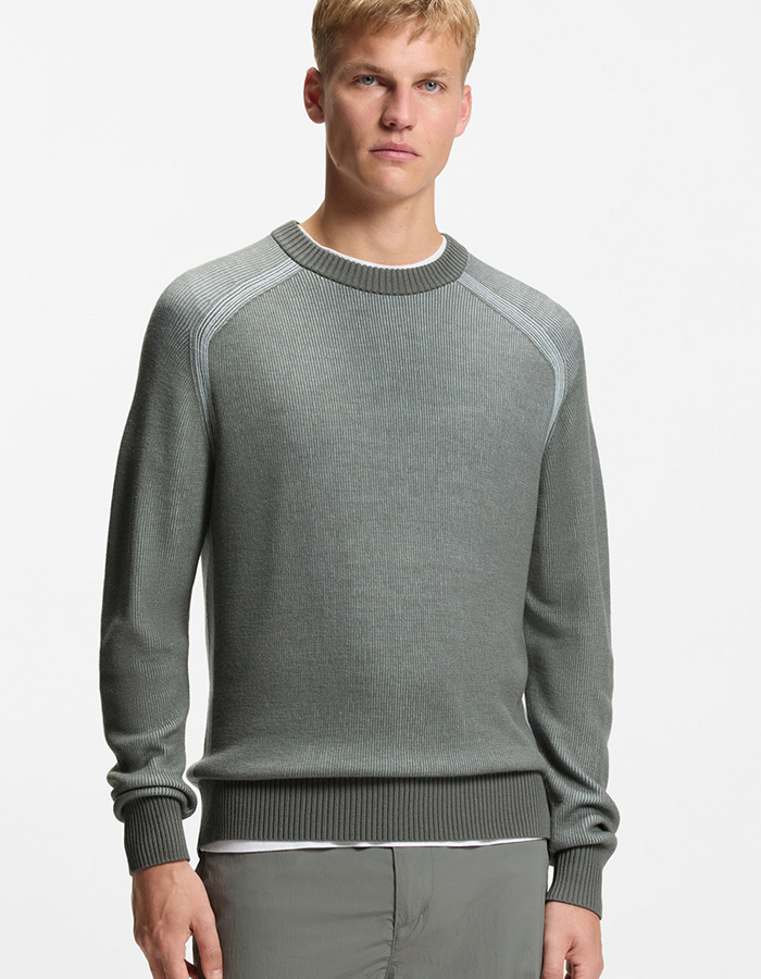 Relaxed fit trui in wolmix met ribstructuur