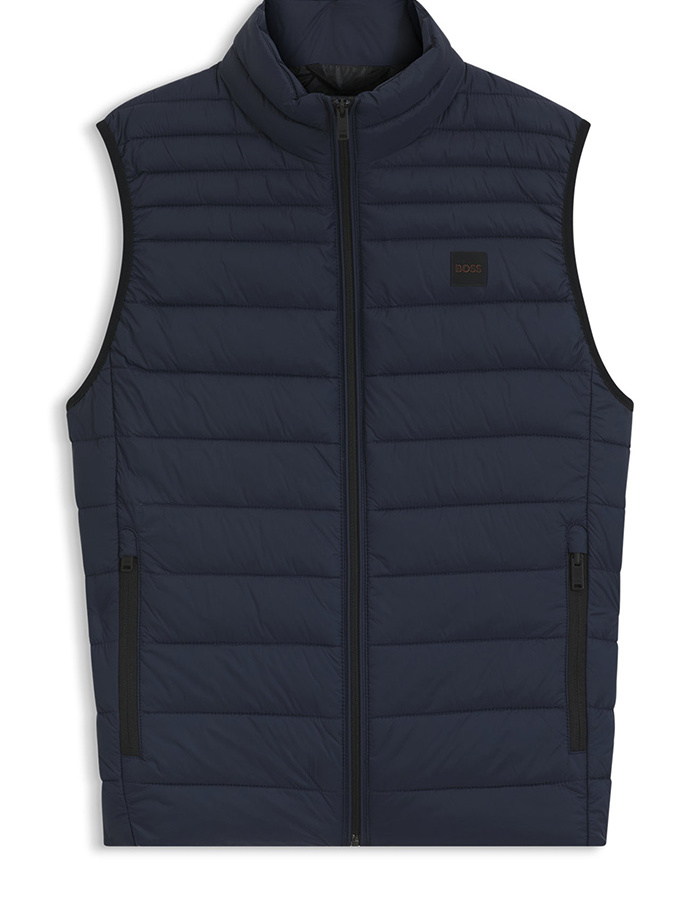 Slim fit bodywarmer in gerecycled polyamide donkerblauw