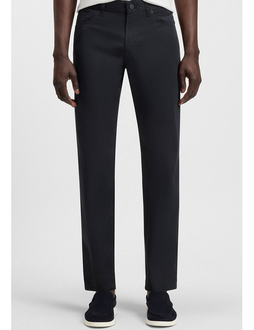 Regular fit broek Maine  in katoensatijn stretch beige