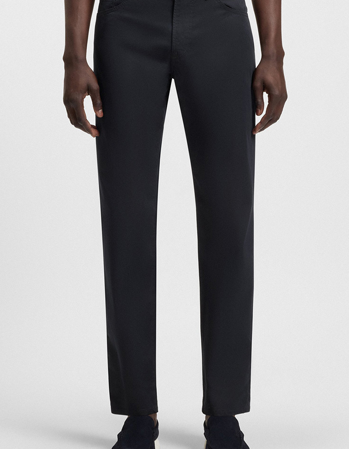 Regular fit broek Maine  in katoensatijn stretch beige