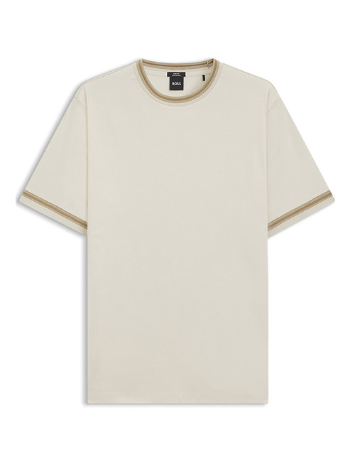 Slim fit T-shirt in gemerceriseerd katoen met contrastdetails