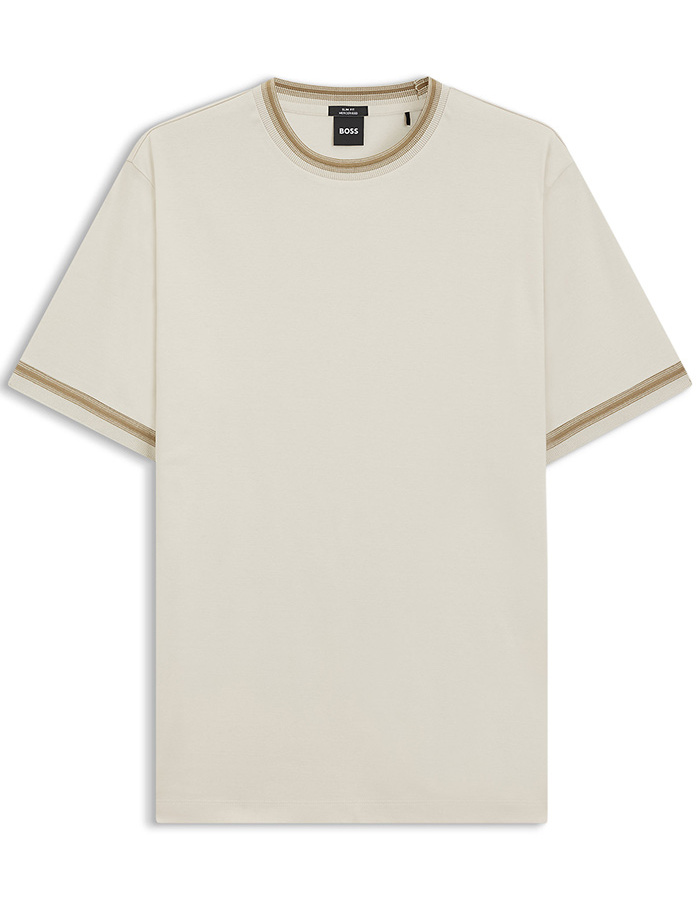 Slim fit T-shirt in gemerceriseerd katoen met contrastdetails