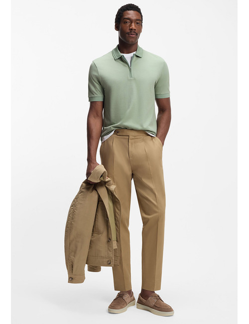 Regular fit polo in gemerceriseerde katoenmix met ritssluiting