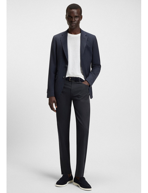 Regular fit broek Maine  in katoensatijn stretch beige