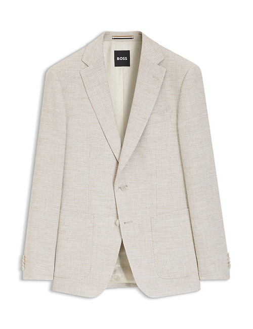 Regular fit blazer in katoenmix met linnen in beige/ecru