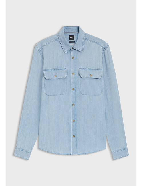 Regular-fit overhemd van indigo denim