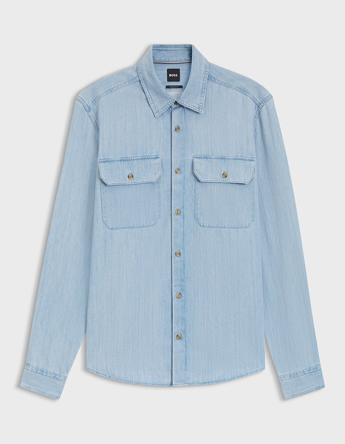 Regular-fit overhemd van indigo denim