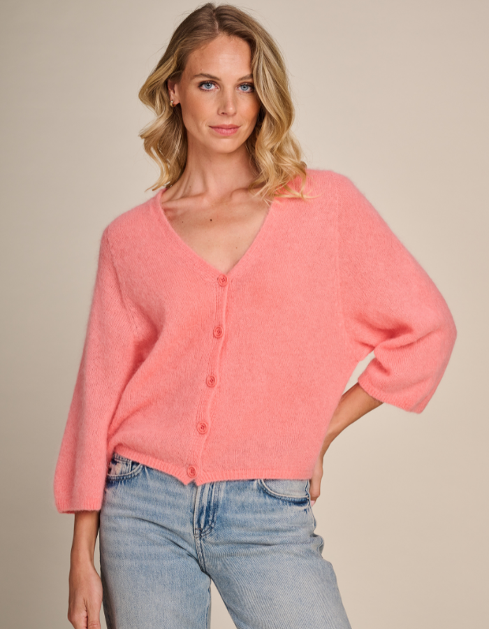 Due Amanti lange mouw gilet roze