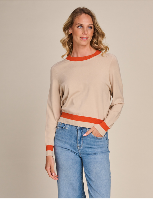 Due Amanti lange mouw pull beige