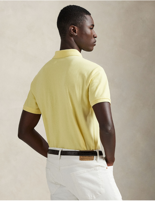 Custom Slim Fit Stretch Mesh Polo Shirt in Wicket Yellow